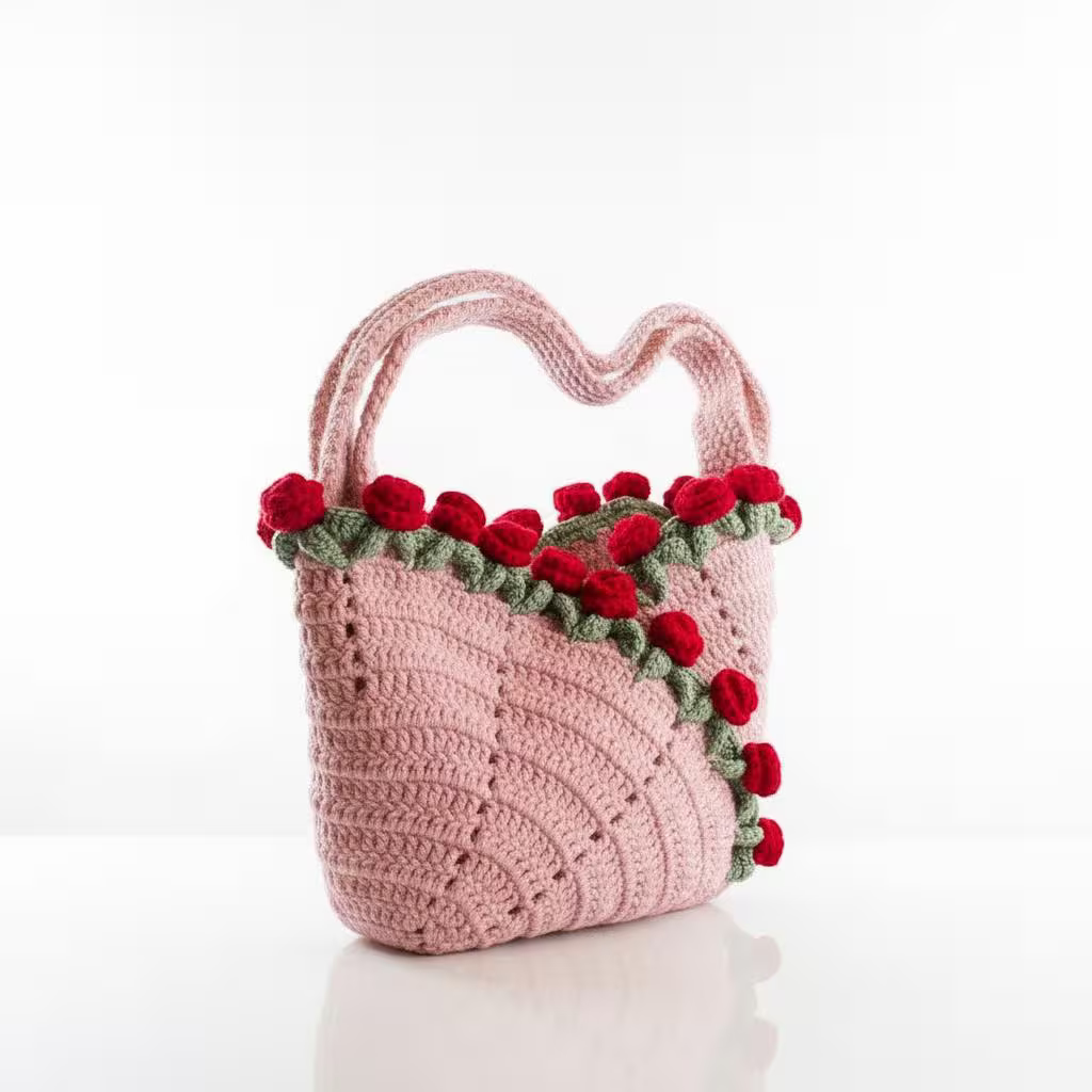 Crochet Flower Purse Pattern PDF | Rose Bag Crochet Pattern | Floral Handbag Crochet Pattern | Beginner Friendly Crochet Bag Tutorial