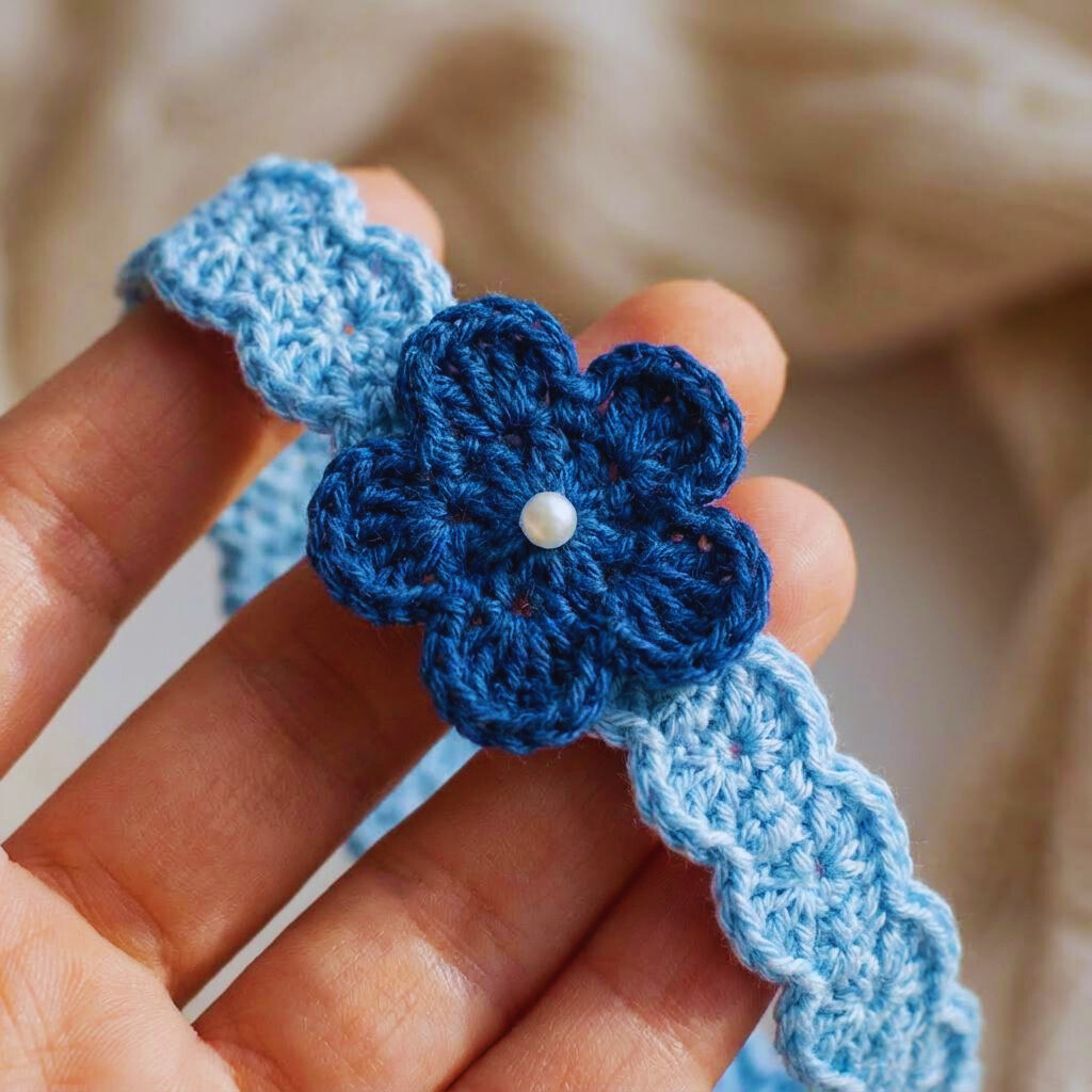 Baby Flower & Shells Crochet Headband Pattern (0–12 Months) – Cute Baby Headband Crochet Pattern with Flower | DIY Baby Shower Gift
