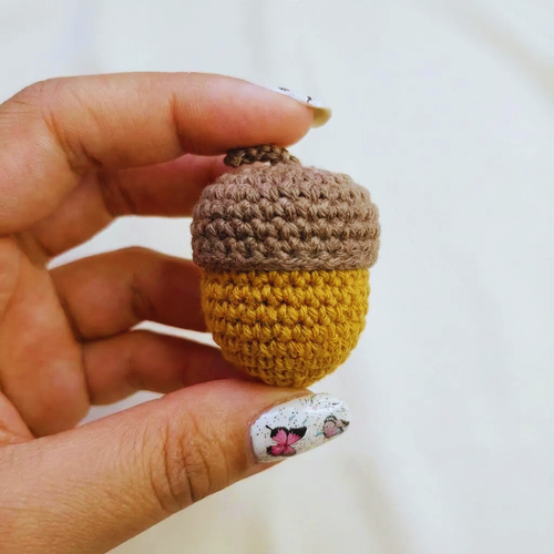 Crochet Acorn Ornament Pattern – Mini Fall Acorn Amigurumi PDF – DIY Autumn Crochet Decoration