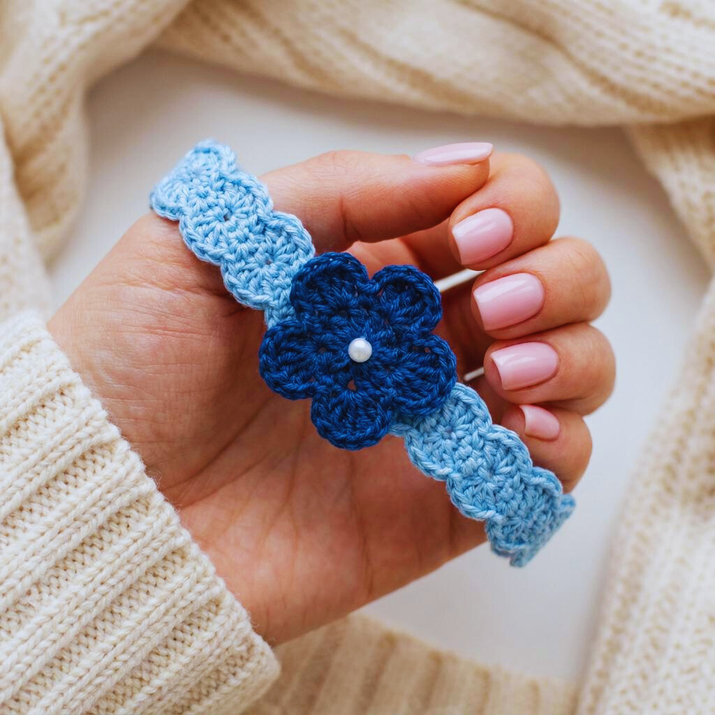 Baby Flower & Shells Crochet Headband Pattern (0–12 Months) – Cute Baby Headband Crochet Pattern with Flower | DIY Baby Shower Gift