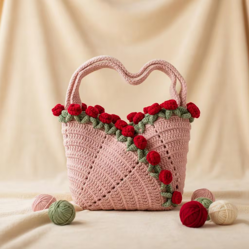 Crochet Flower Purse Pattern PDF | Rose Bag Crochet Pattern | Floral Handbag Crochet Pattern | Beginner Friendly Crochet Bag Tutorial