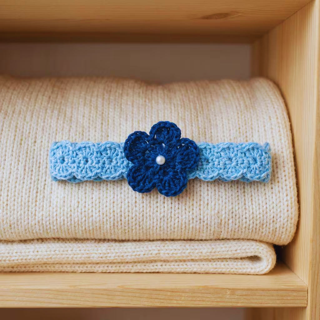 Baby Flower & Shells Crochet Headband Pattern (0–12 Months) – Cute Baby Headband Crochet Pattern with Flower | DIY Baby Shower Gift