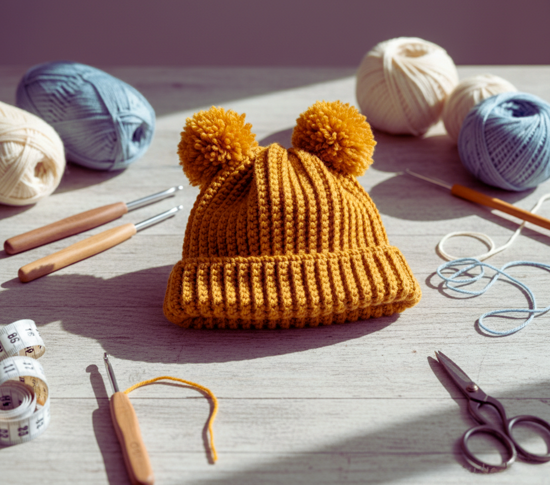 Baby Beanie Crochet Pattern PDF – Easy Beginner Hat (6 Sizes)