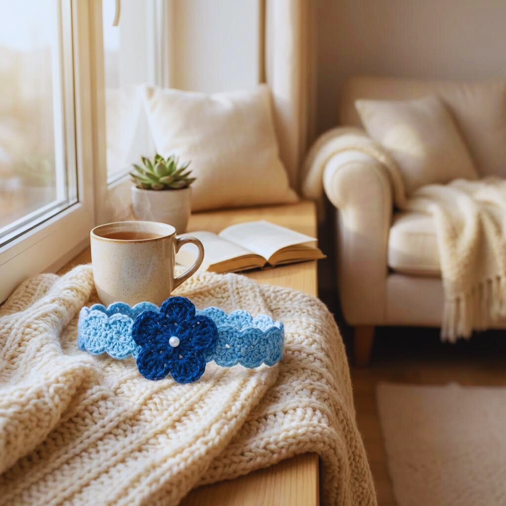 Baby Flower & Shells Crochet Headband Pattern (0–12 Months) – Cute Baby Headband Crochet Pattern with Flower | DIY Baby Shower Gift