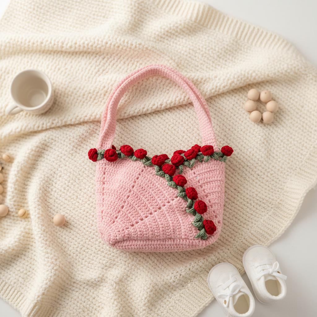 Crochet Flower Purse Pattern PDF | Rose Bag Crochet Pattern | Floral Handbag Crochet Pattern | Beginner Friendly Crochet Bag Tutorial