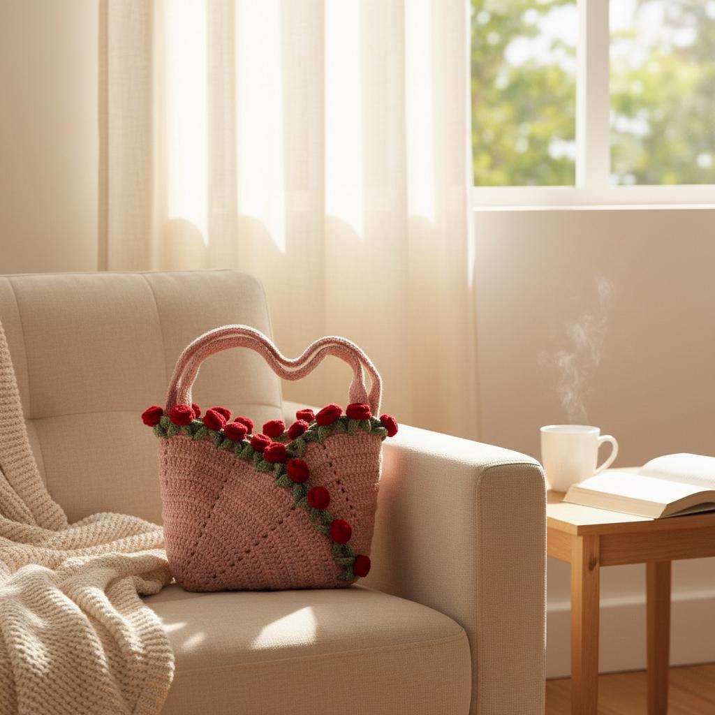 Crochet Flower Purse Pattern PDF | Rose Bag Crochet Pattern | Floral Handbag Crochet Pattern | Beginner Friendly Crochet Bag Tutorial